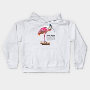 Roseate spoonbill tropical bird black text Kids Hoodie